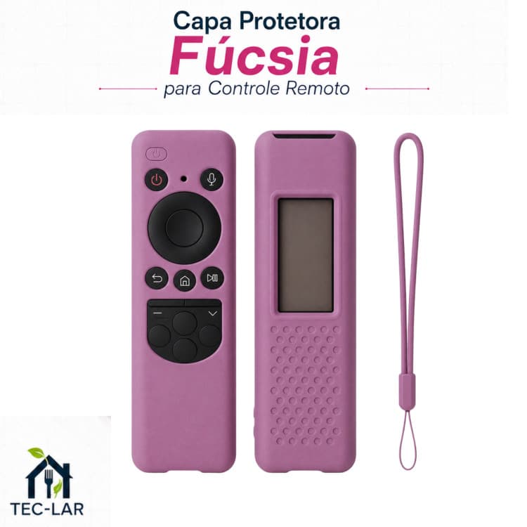 Capa Protetora Antiderrapante de Silicone Rosa Fúcsia para Controle Remoto Smart TV Samsung
