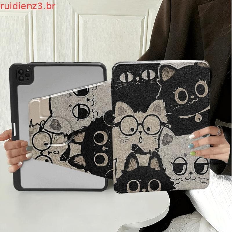 Capa De Suporte De Gato Fofo Para XiaoMi Pad mini 8.8 2025 7 8 11.2 Mipad 6 5 pro Redmi pad2 Acrílico Giratória De 11 Po