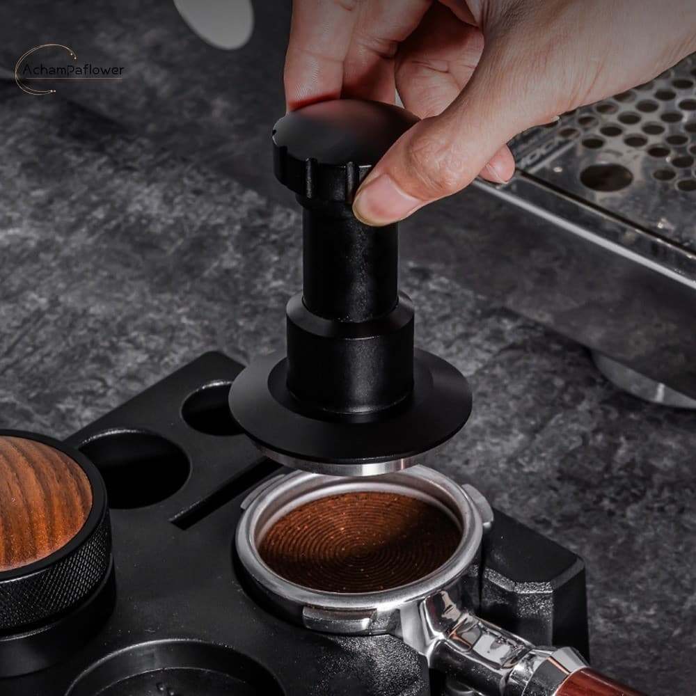 Tamper De Café Com Mola 58.35mm 53mm 51mm-Expresso Ajustável Em Aço Inoxidável Base Ondulada