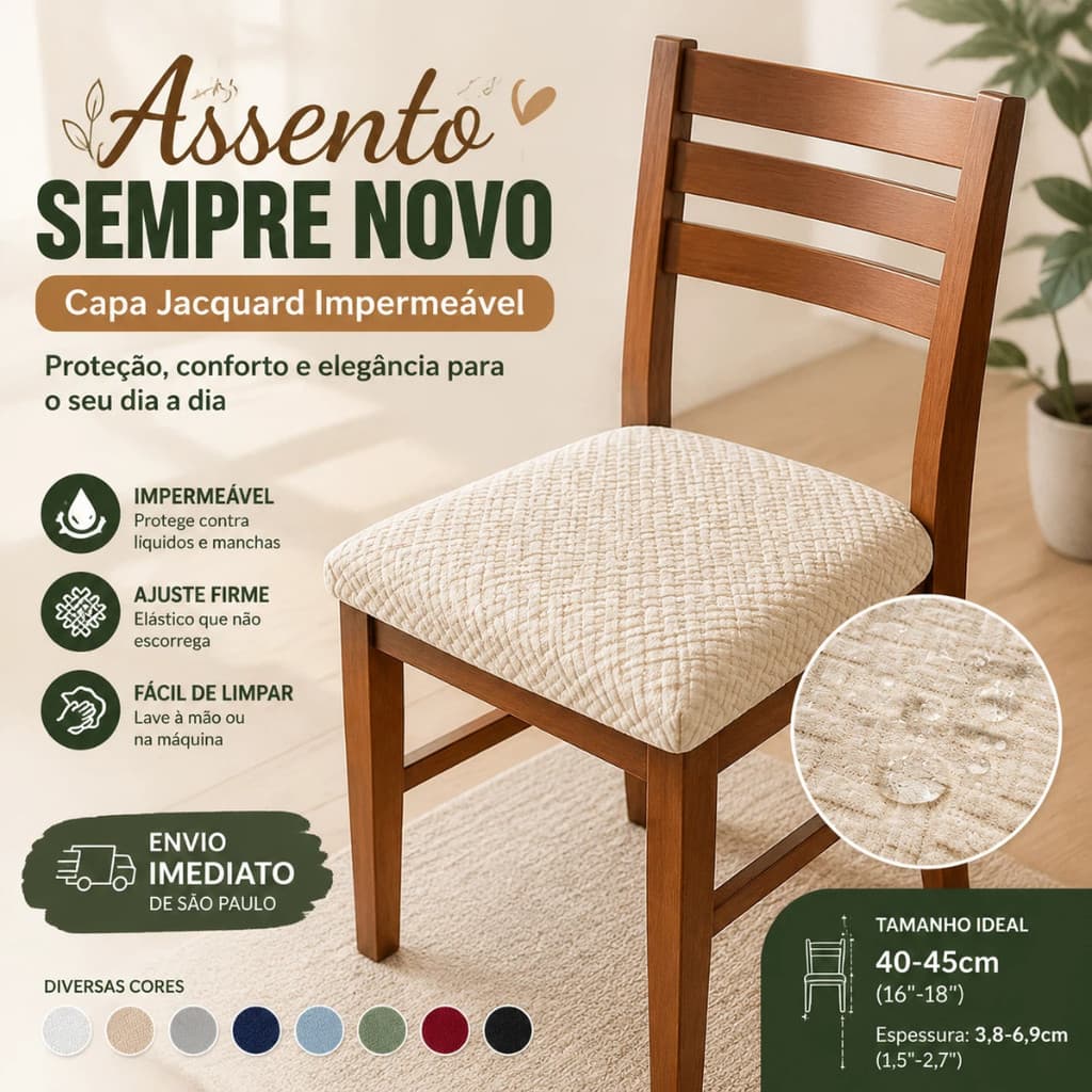 Capa De Assento Para Cadeira Impermeável Jacquard Diamante Elástica