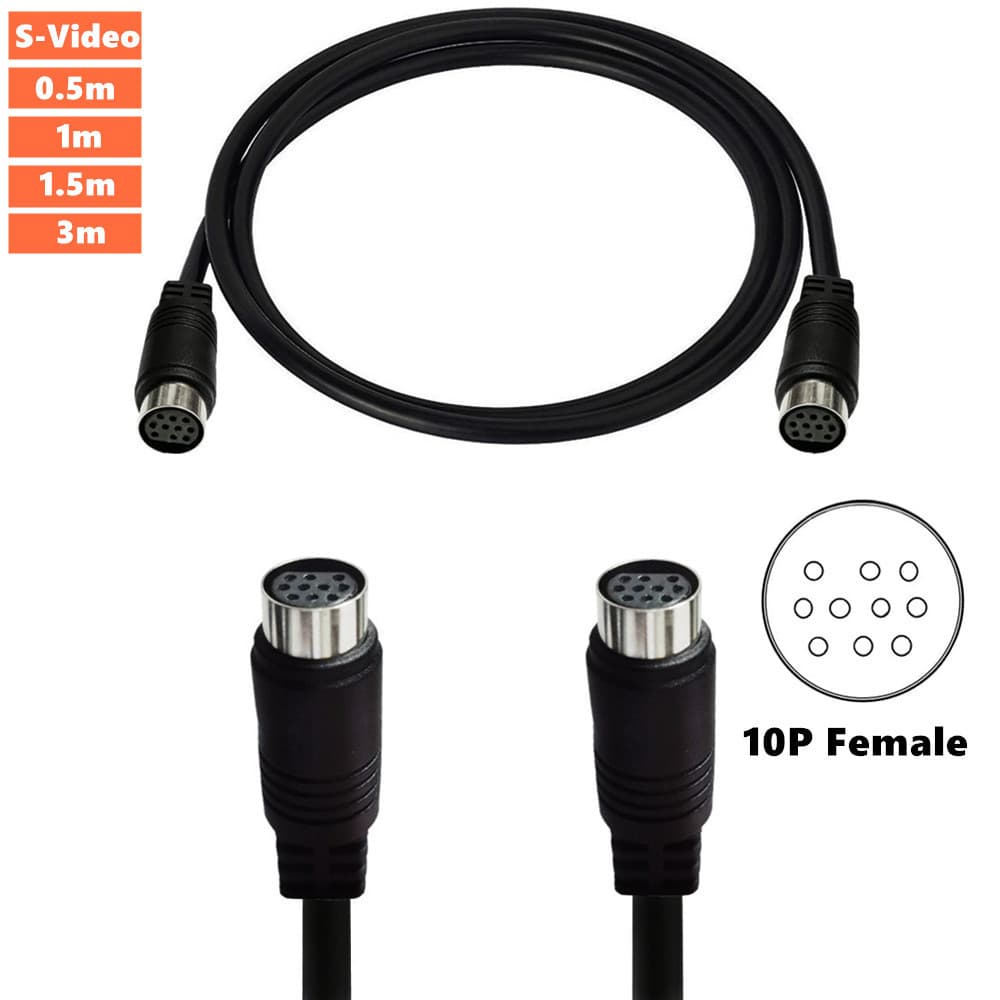 Mini cabo de extensão de vídeo S-Pin de 10 pinos 0.5-3m | Mini cabo Audiovisual fêmea para fêmea de 10 pinos S-Terminal