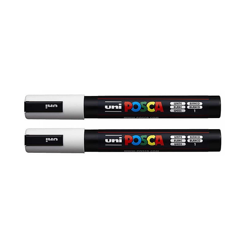 Kit Caneta Posca Uni PC-5M Branca 2 Unidades