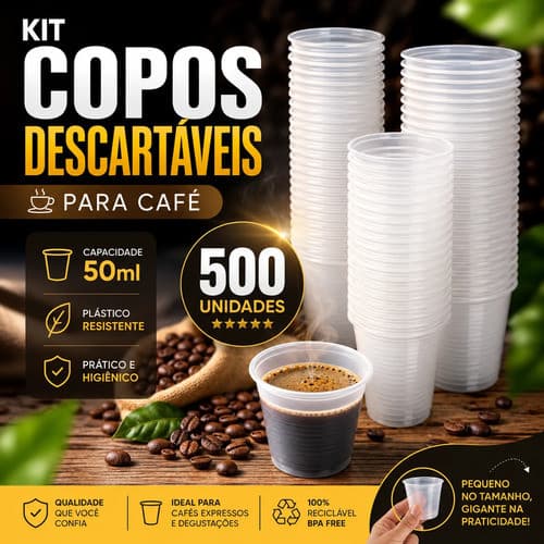 Copo Copinho Descartável Para Café Chá 50ml - 500un Branco