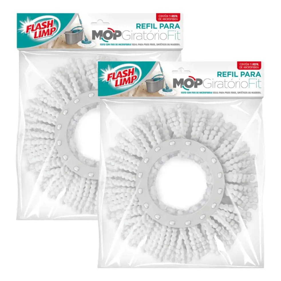 Kit 4 Refil Para Mop Giratorio Fit Esfregão de Microfibra Rmop5011 Flash limp