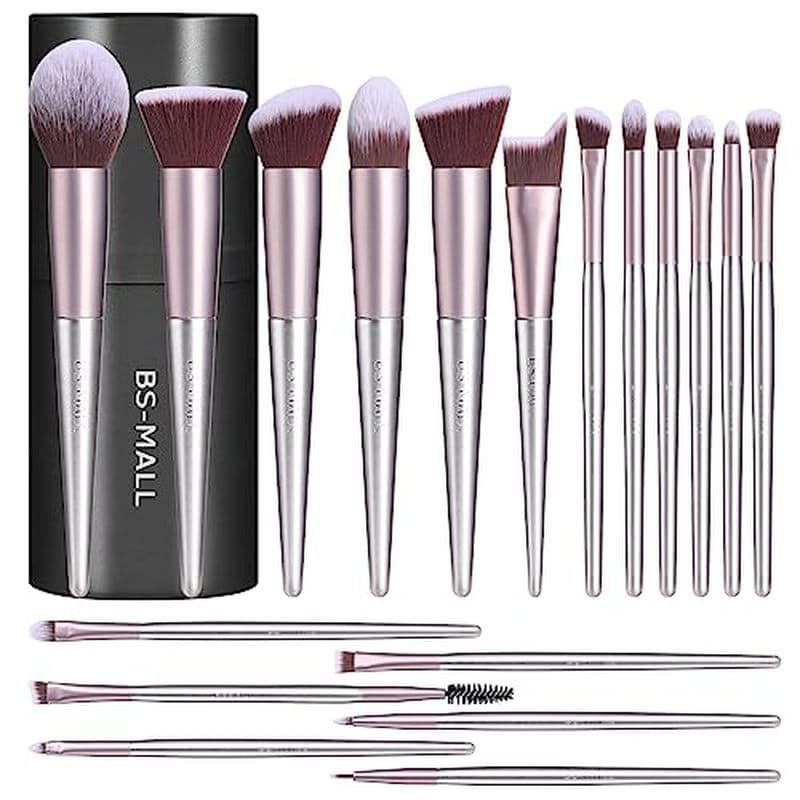 Conjunto De Pincéis De Maquiagem BS-MALL 18 Peças Corretivos Em Pó De Base Sintética Premium Sombras Para Os Olhos Blush