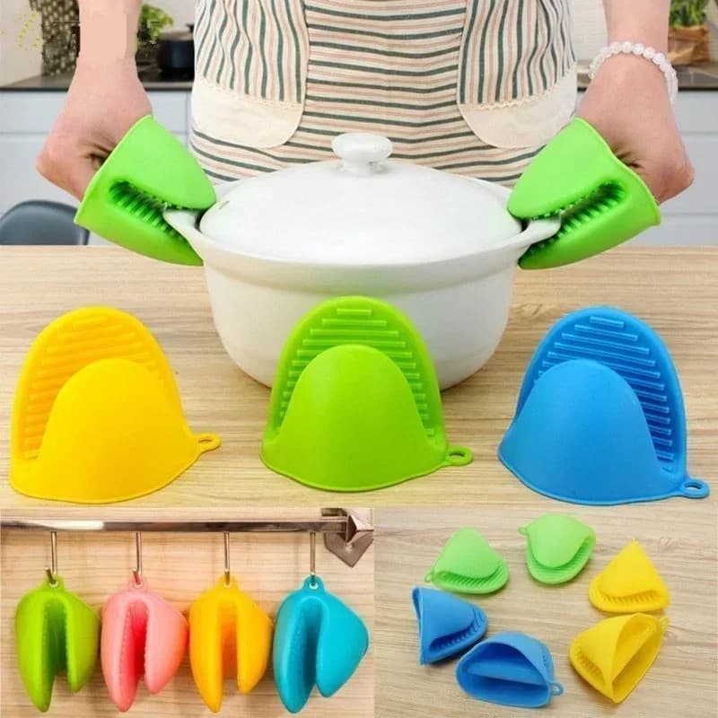 Luvas De Forno De Silicone Luva Resistente Ao Calor Pitada Anti Escaldante Antiderrapante Clipes Pote Titular Cozimento