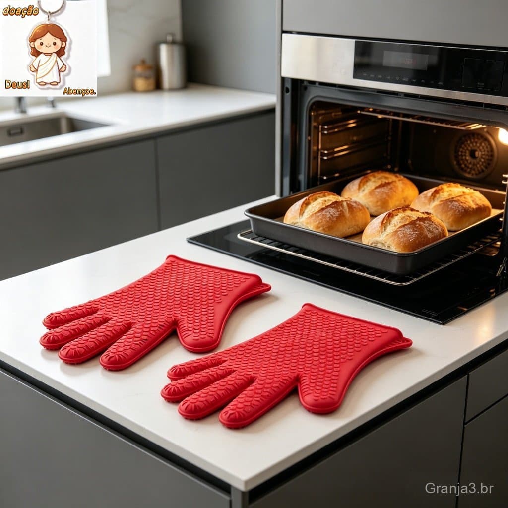 Par de Luvas Termicas Luva para Fogao Forno Kit 2 unidades Suporta 230 Graos