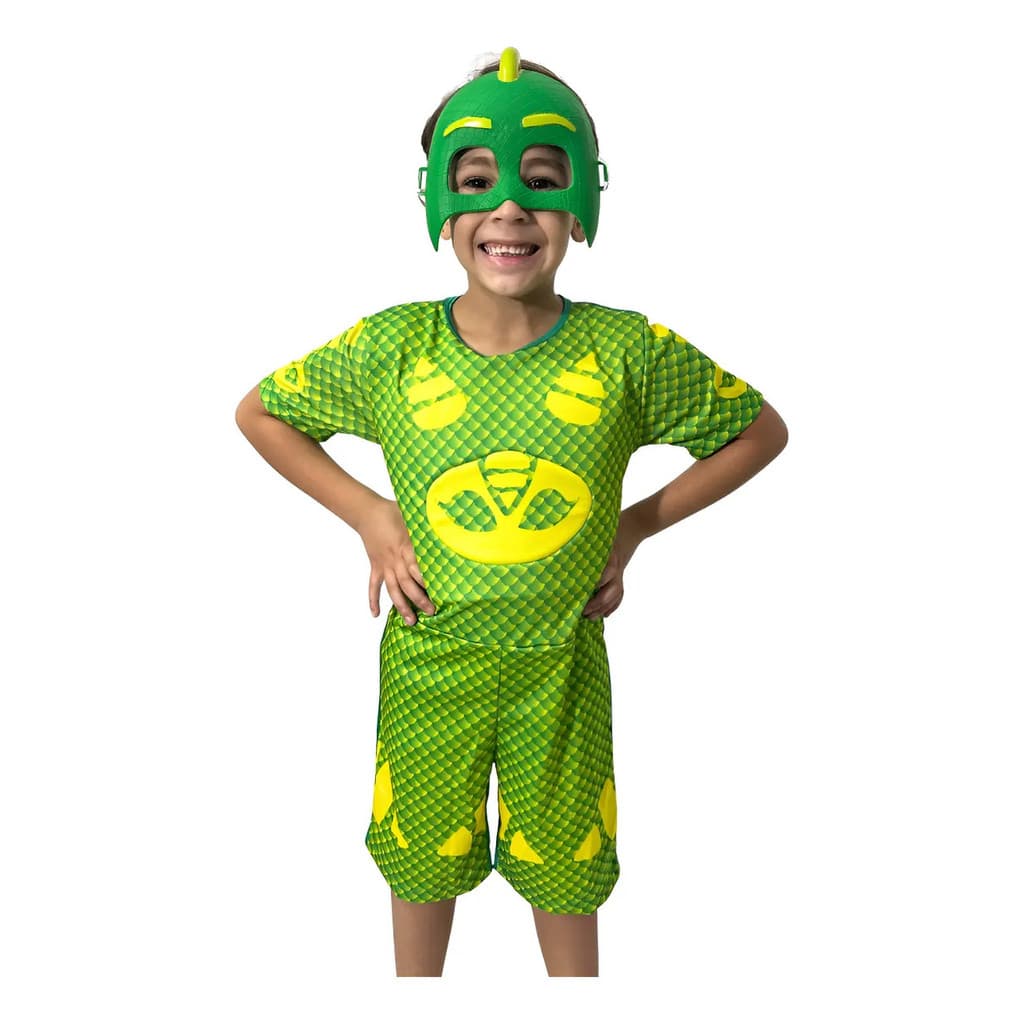 Fantasia Infantil Curta Lagartixo Pj Masks Mascara EVA