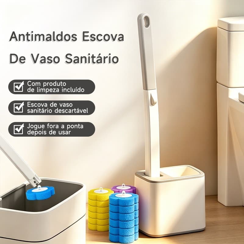 Disposable Toilet Brush with 18 Refills, Wall Mount for Bathroom