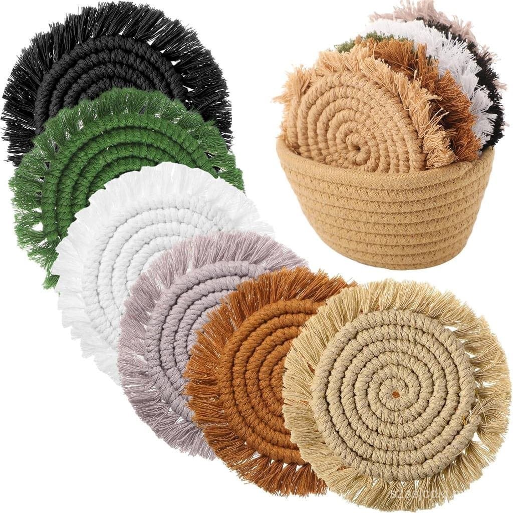 Conjunto de tapetes de cozinha com franjas para casa de campo, absorvente, com franjas, 6 cm, tapete de mesa, tapete com