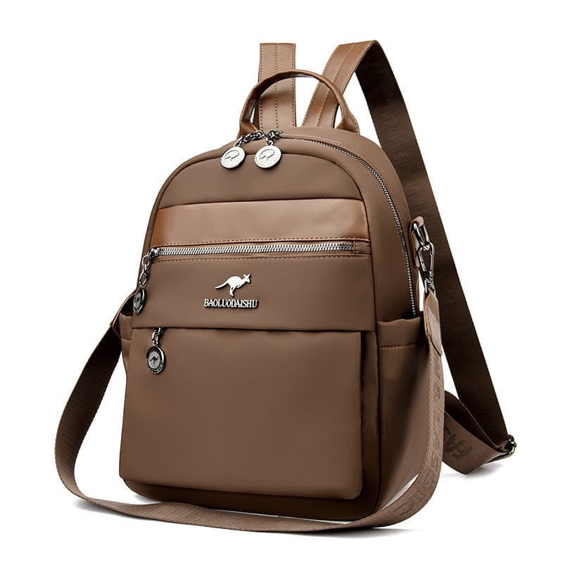 Multifuncional Cor Sólida Na Moda Mochila Grande Capacidade Zíper Duplo Ao Ar Livre C