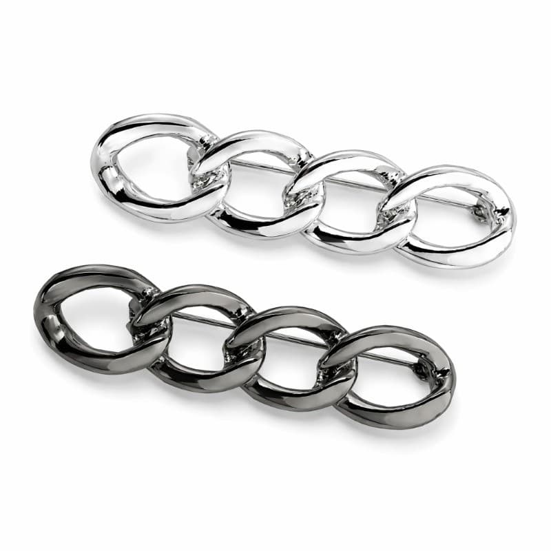 Ajustador de Cintura Sem Costura Corrente Metal Preto e Prata Fashion Broche para Calça Jeans