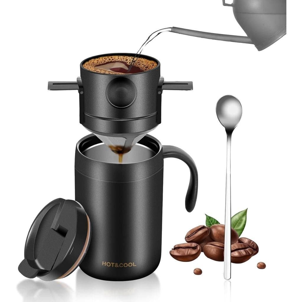 Conjunto portátil para camping, adequado para viagens ao ar livre, cafeteira de escritório, 16 onças, 453,6 ml, cafeteir
