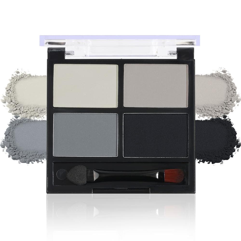 Paleta de Sombras para Olhos em 4 Cores Cinzas, Paleta de Maquiagem com Sombras Matte e Brilhantes, Paleta de Sombras em