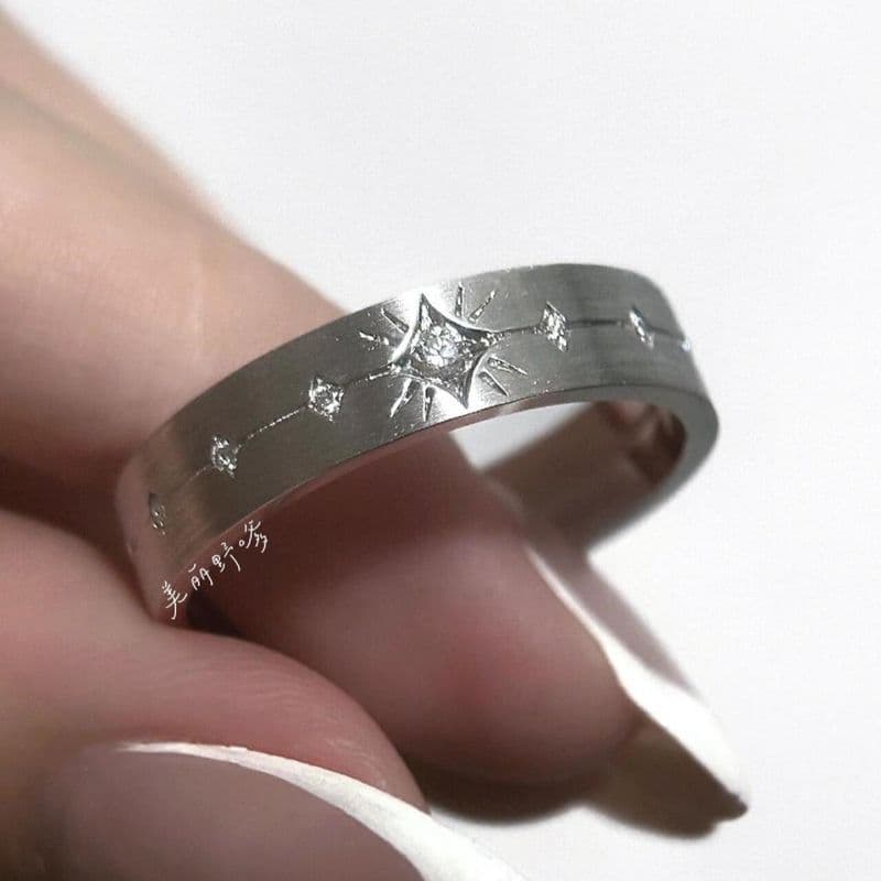 Ela Shen estrela anel traseiro céu profundo estrela anel de casamento Anime mercadoria bidimensional feito à mão anel co