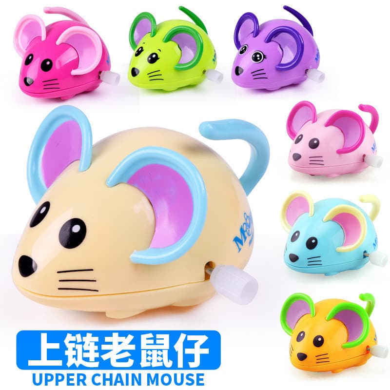 [Estoque pronto] Clockwork Toy Animal Winding Running Cartoon Winding Little Mouse Masculino Feminino Bebê Presente Educ