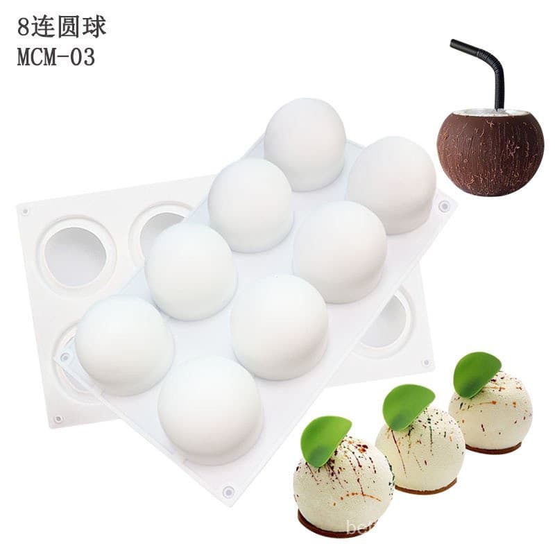 Modelagem de mousse de bola de 8 peças Molde de pirulito de pequena de 15 bolas de molde de pirulito redondo M