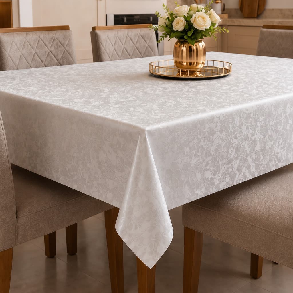 Toalha De Mesa Tecido Jacquard Retangular Durável e Elegante 6 Lugares Luxo Promoção