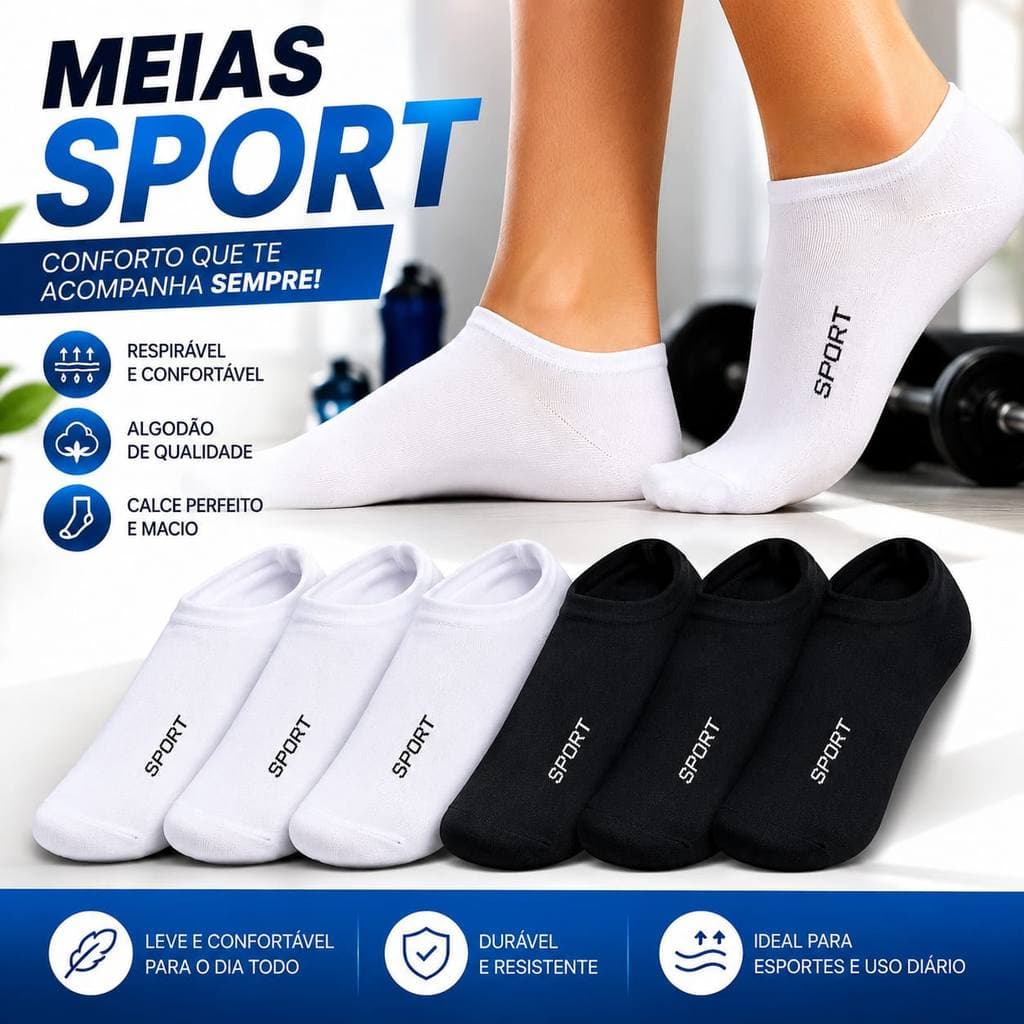 Kit Meia Soquete Esportiva Masculina Feminina | Academia, Corrida, Treino e Dia a Dia