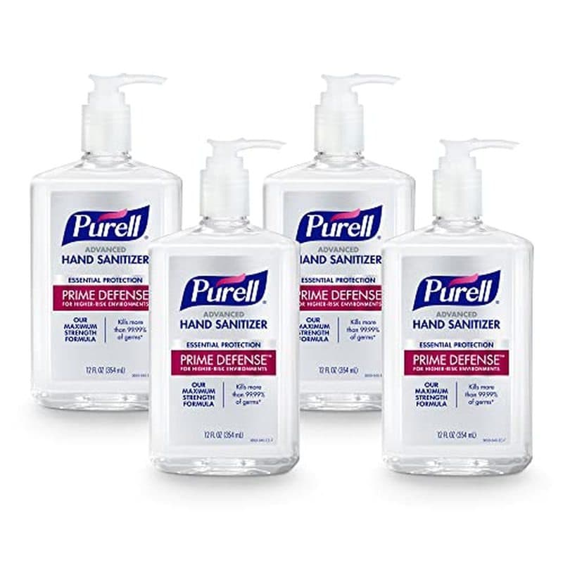 Desinfetante Para Mãos Avançado Purell Prime Defense , Proteção Essencial , Frascos De Bomba De 12 fl oz (Pacote Com 4)-