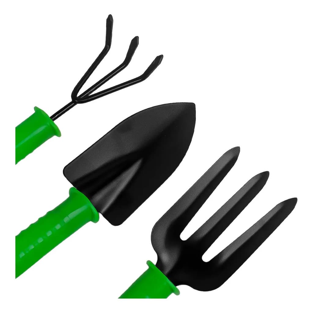 Kit 2 Kits Jardinagem 3 Peças Pá Garfo Ancinho Plantio Jardim