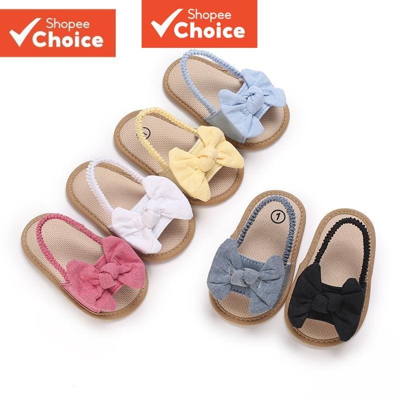 Sandálias De Verão Para Bebês Meninas De 0 A 12 Meses , Detalhe De Arco , Sola Macia , Primeiros Caminhantes , Conforto