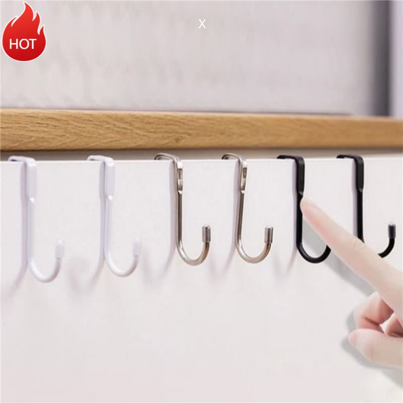 LA1V-1PC Aço Inoxidável Não Perfurado Multiuso Duplo S Gancho Ganchos Pendurados Cabides Para Cozinha , Banheiro , Quart