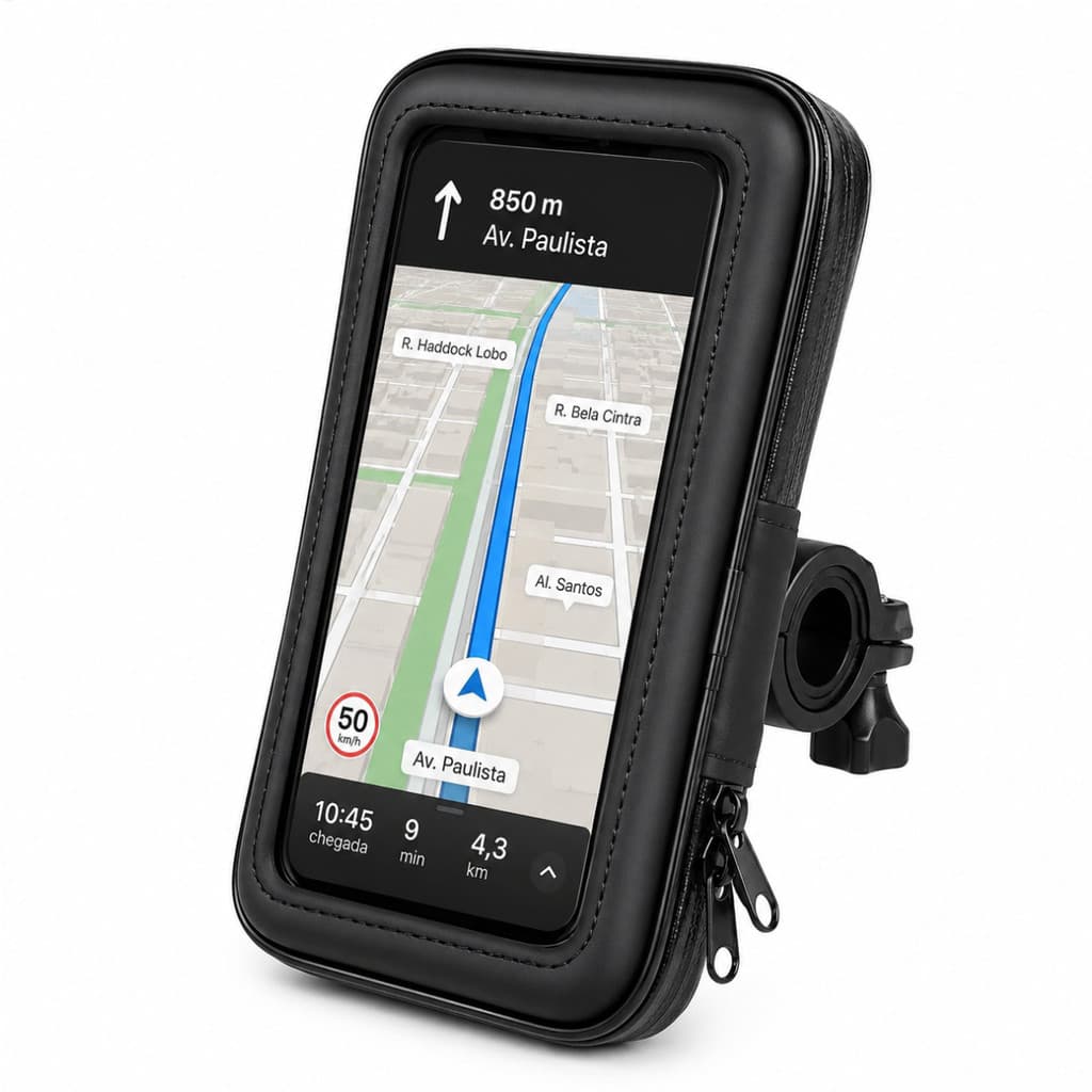 Suporte GPS Celular Moto Guidão Resistente à Água Universal