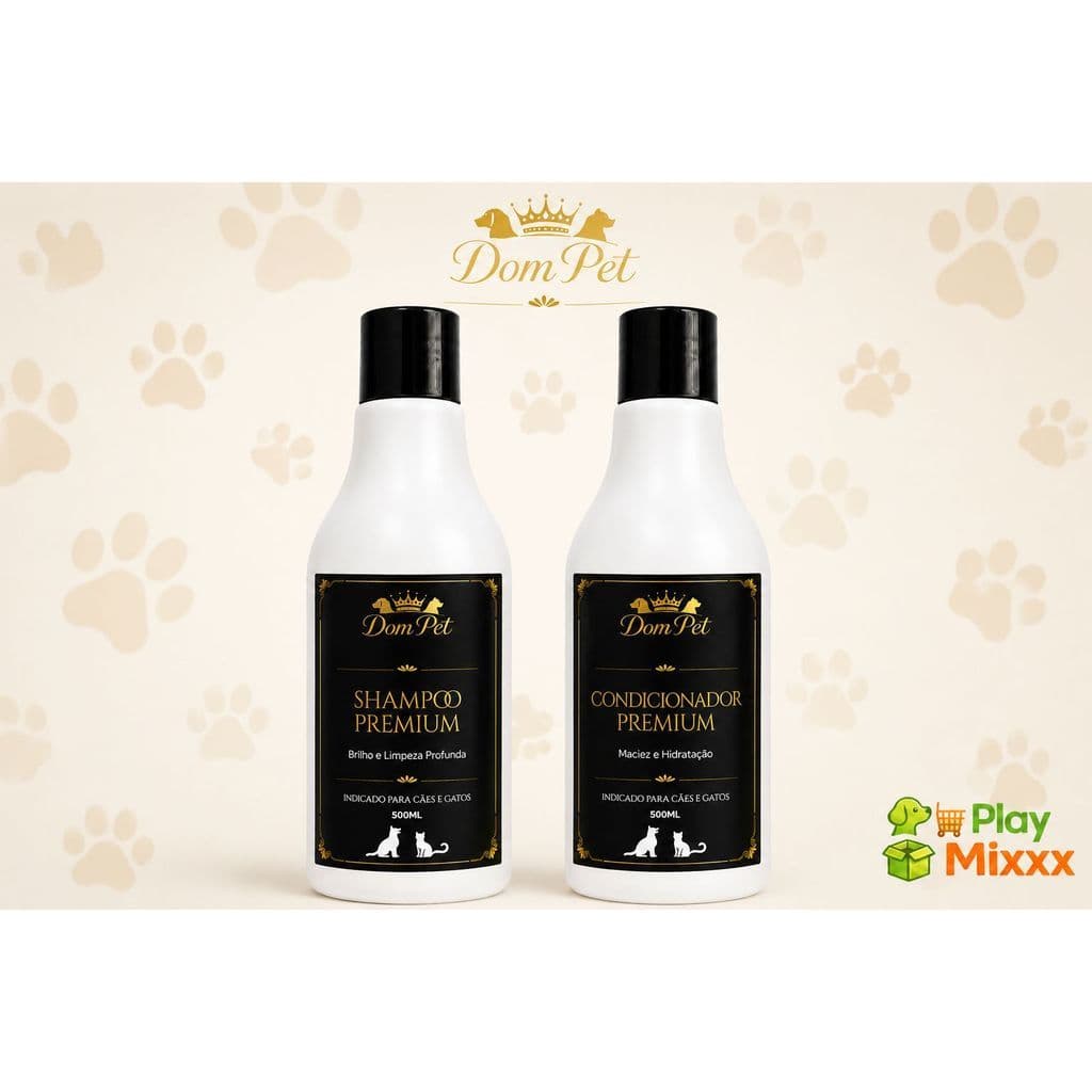 Kit Banho Pet Dom Pet Shampoo + Condicionador 500ml Cães e Gatos Premium Cães e Gatos cachorro