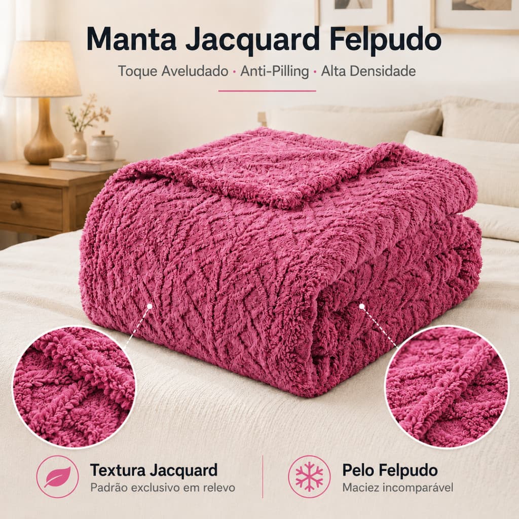 Manta Casal Soft Jacquard Paquistão 2,00m x 1,80m – Cobertor Macio e Aconchegante