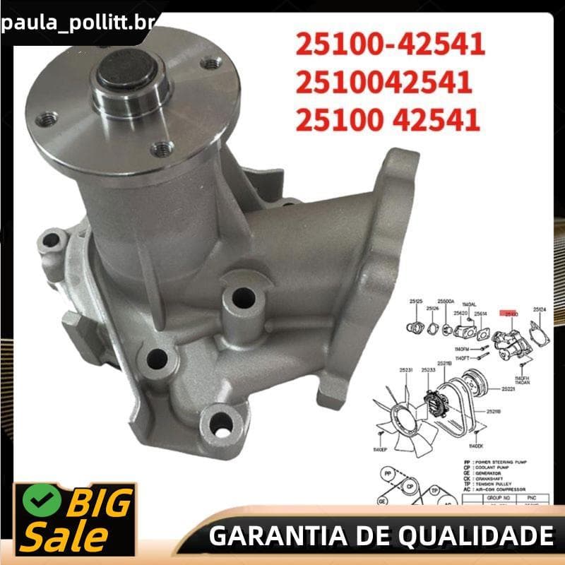 Bomba De Água Refrigerante 2.5L 25100-42541 2510042541 Para Porter H-100 93-04 Terracan Pregio III 94