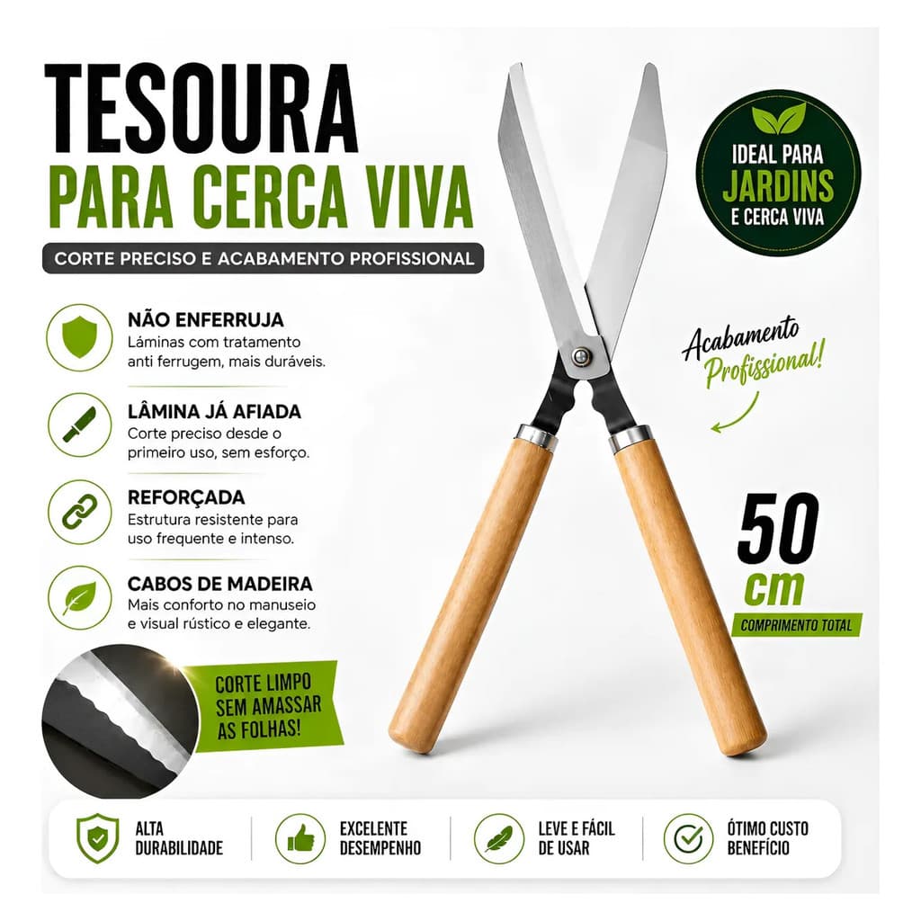 Tesoura Poda Profissional Jardinagem Grama Cerca Viva