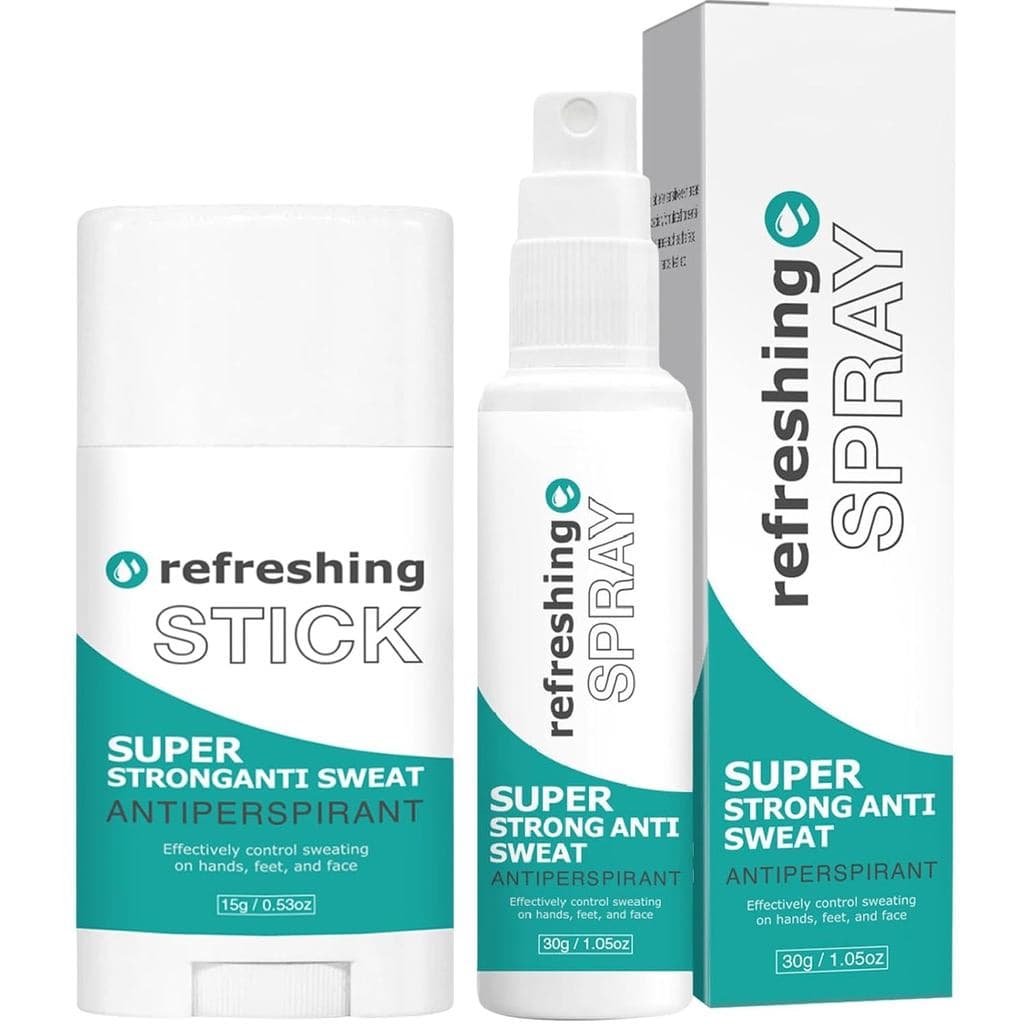 Conjunto Antitranspirante - Desodorante em Bastão e Spray Contra Suor Intenso, Desodorante Antissuor para Hiperidrose, S