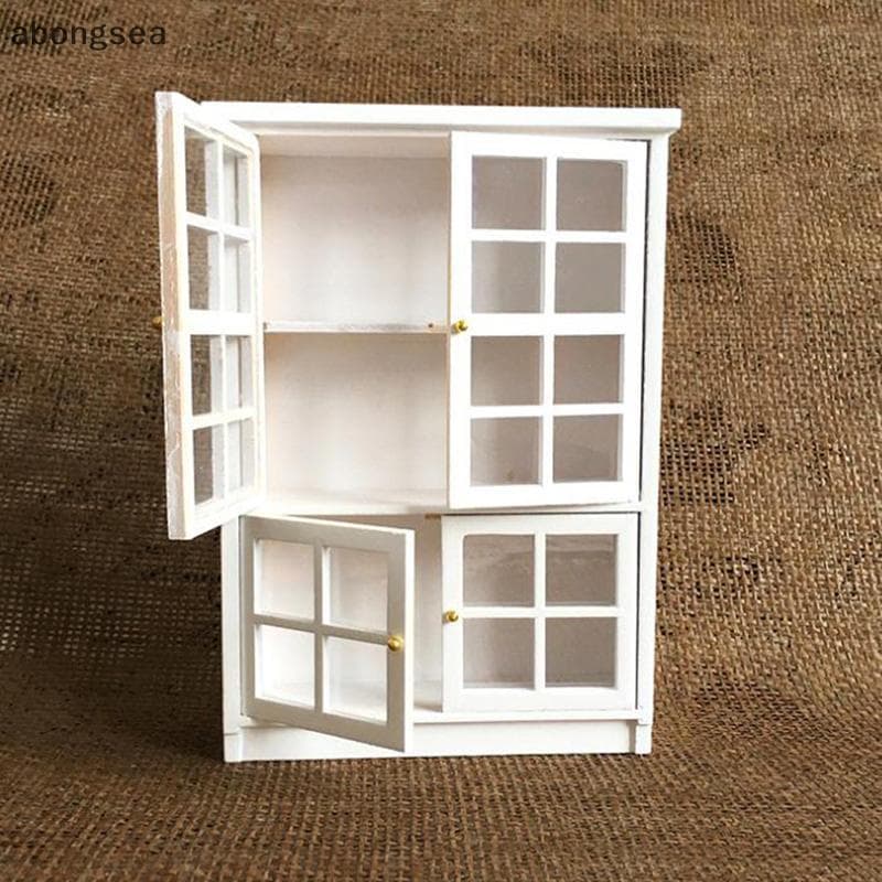 1/12 Casa De Bonecas Móveis Em Miniatura Branco Cozinha Armário De Jantar Prateleira De Exibição