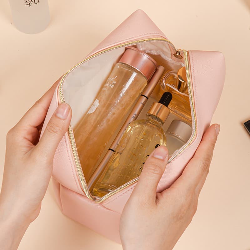 Bolsa Maquiagem PU Impermeável Portátil Organizador Viagem