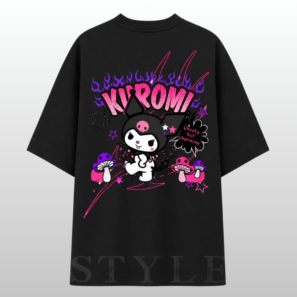 Camiseta Oversized Hello Kitty Streetwear Para Academia 100% Algodão Camisa Estampa Kuromi Anime Unissex Premium Gym
