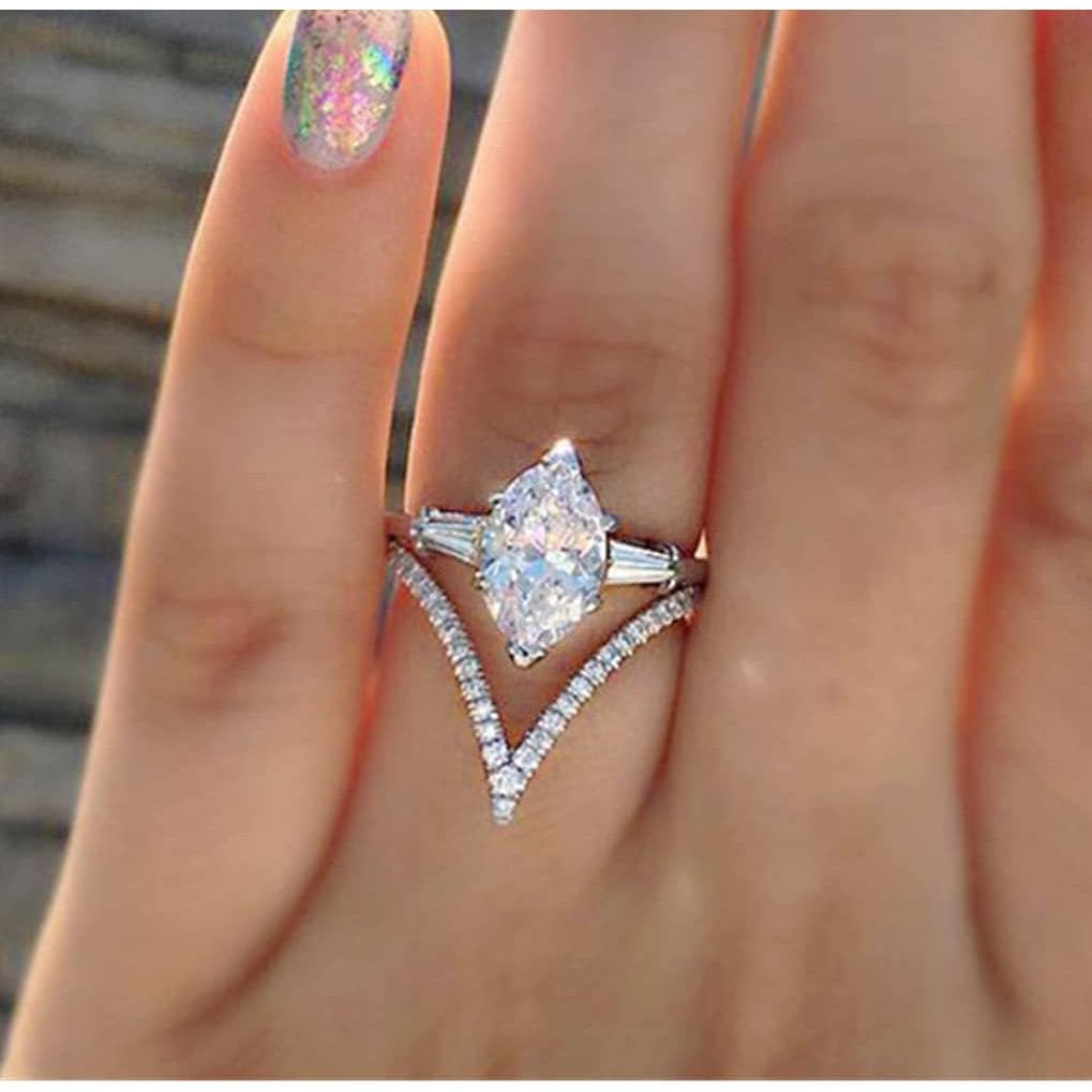 Anéis de Prata Esterlina 925 em Forma de Olho com Zircônia Cúbica, Anéis de Promessa, Cristal CZ em Forma de Gota, Anel