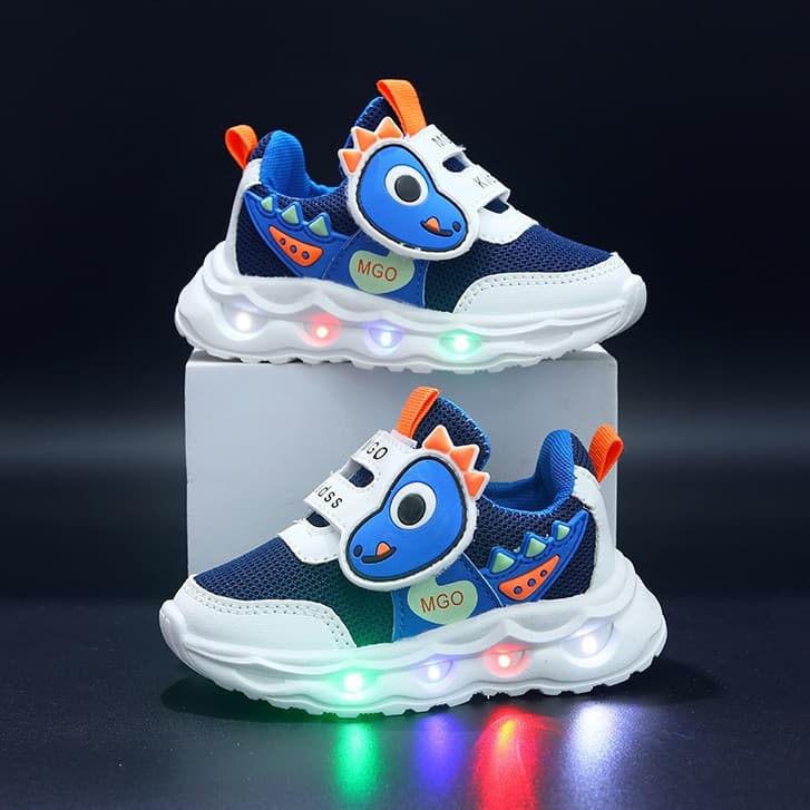 694412026 tênis infantis de novo estilo para meninos e meninas, sapatos casuais de cano alto, sapatos LED para bebês 451