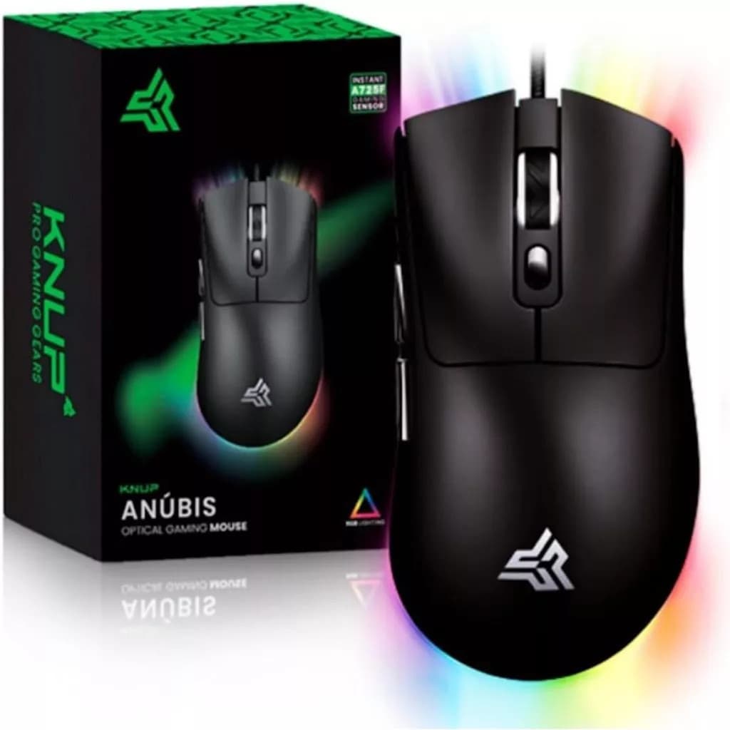 Mouse Gamer Knup Anúbis MU021 7200DPI ultra leve e led RGB para PC gamer