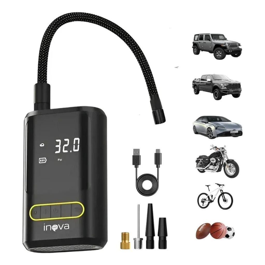 Mini Compressor de Ar Calibrador Para Encher Pneus Portátil Digital Inova