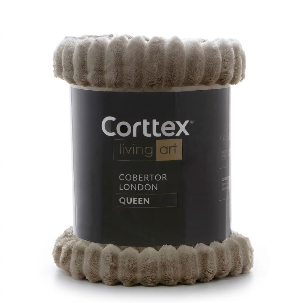 Cobertor Queen Canelado Manta Microfibra Premium Corttex London Quentinha Antialérgica Toque Macio