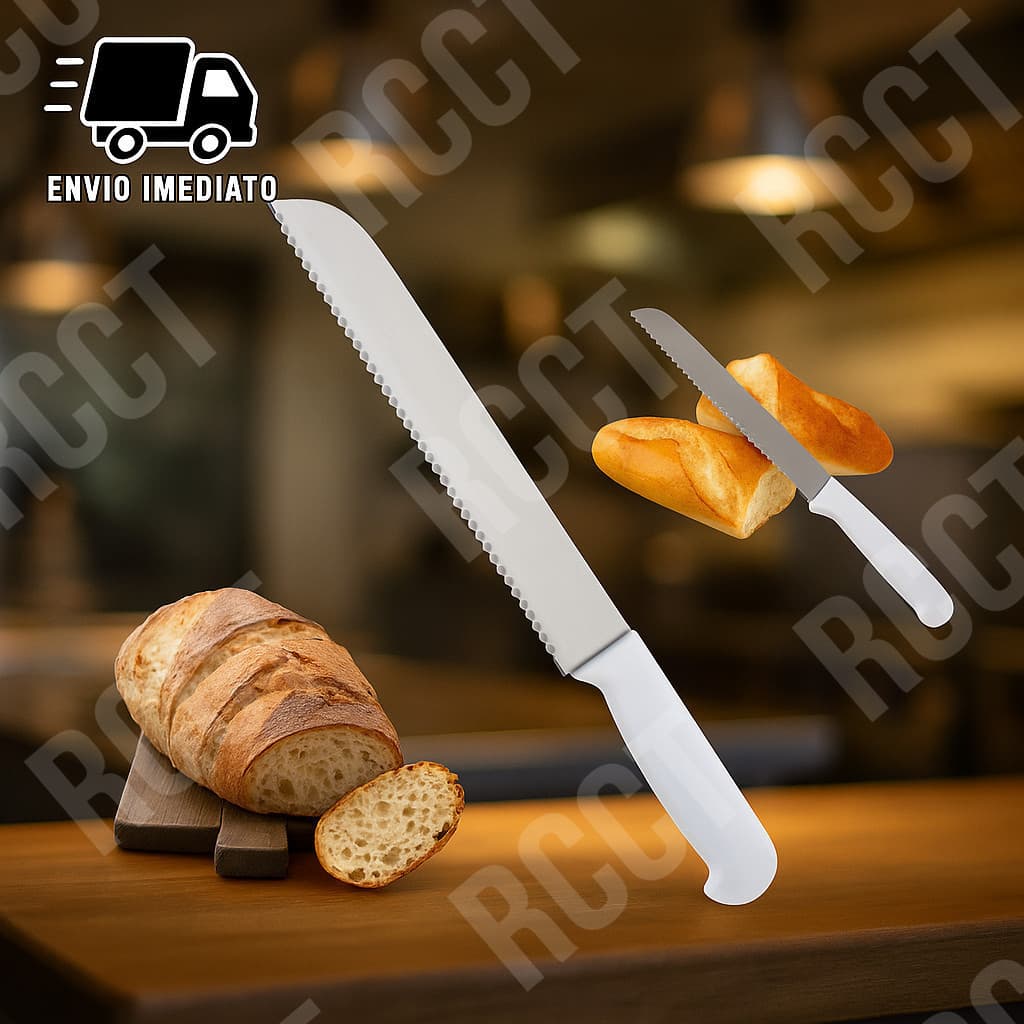 Faca de Pão Profissional Serrilhada Para Padaria e Cozinha Doméstica