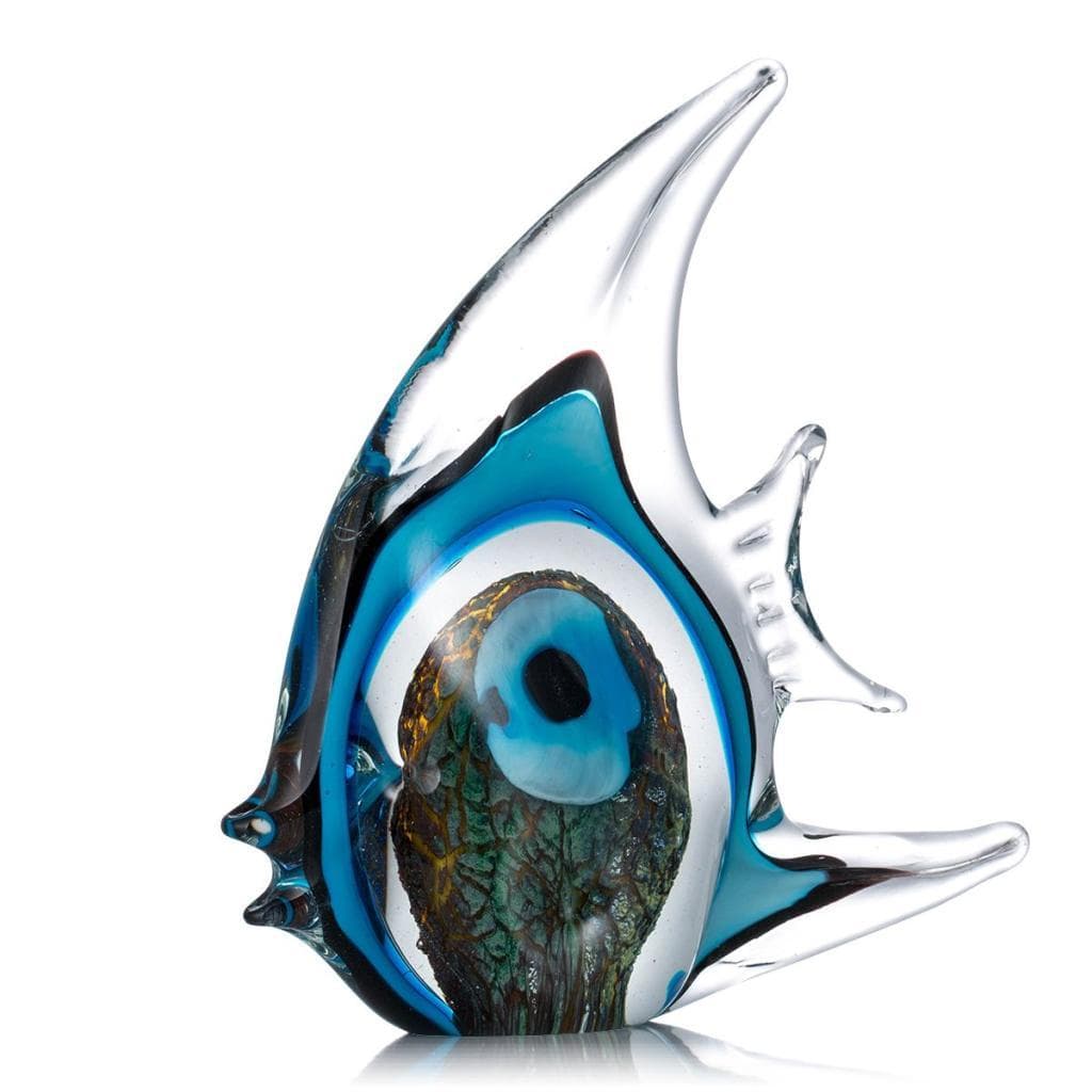 Escultura de vidro Dioche listra azul peixe tropical decoração para casa