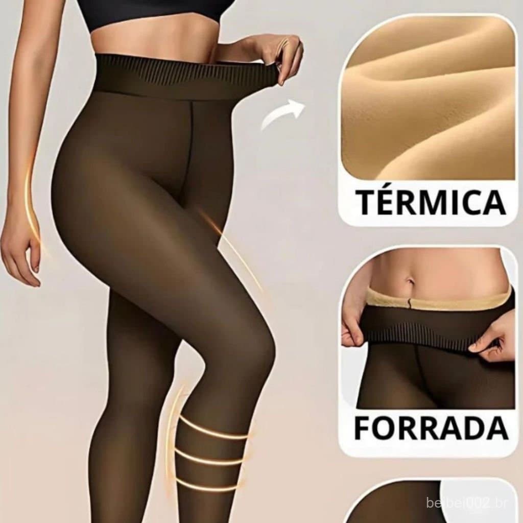 Meia Calça Legging Térmica Peluciada Inverno Feminino P ao G1