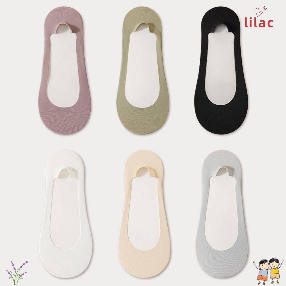 Meias De Palmilha LILAC , Meia De Barco Com Fundo De Esponja Macia , Almofadas De Sapato Antiderrapantes Absorção De Cho