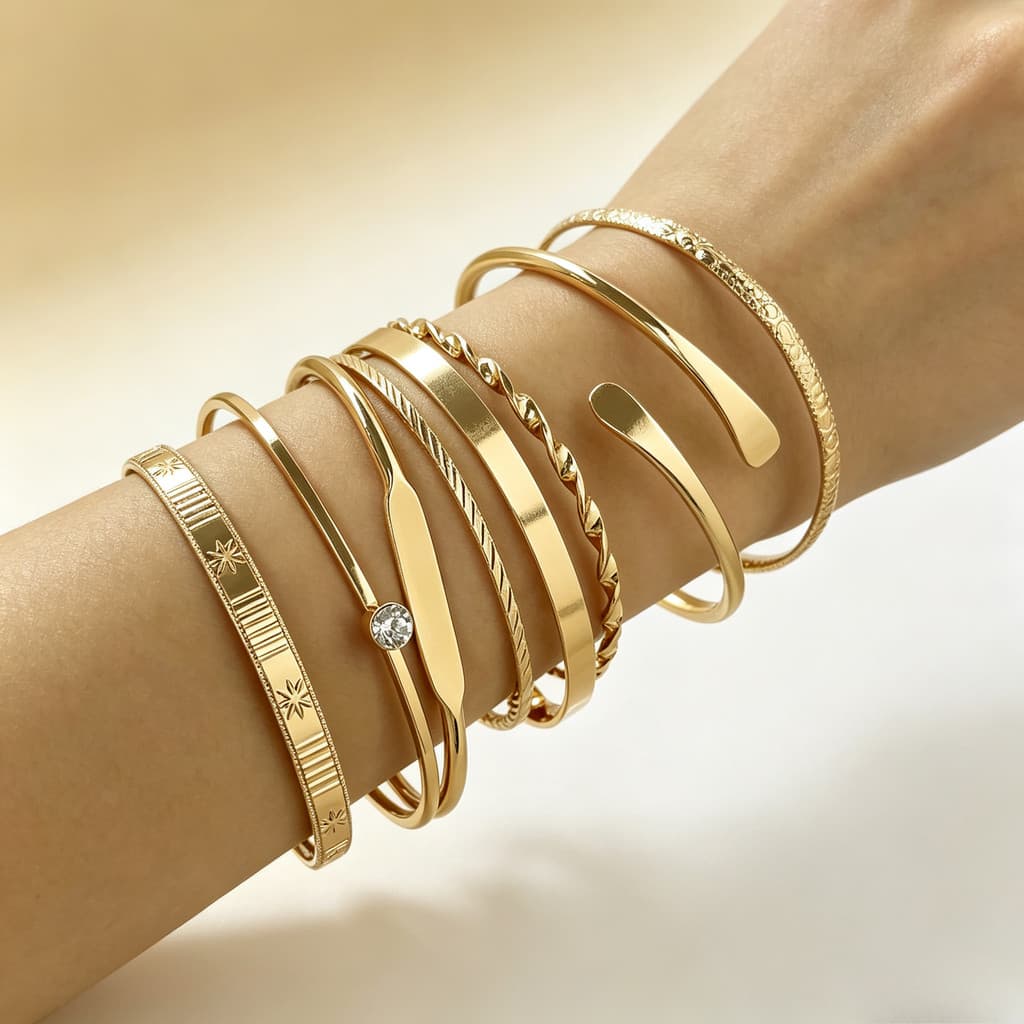 Conjunto De Pulseiras De Cristal Torcido Da Moda , 8 Peças , Empilháveis Geométricas Para Mulheres , Acessórios De Joias