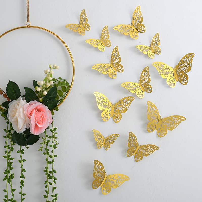 Decoração de parede 3d tridimensional cor sólida borboleta adesivos sala de estar quarto das crianças decoração de pared