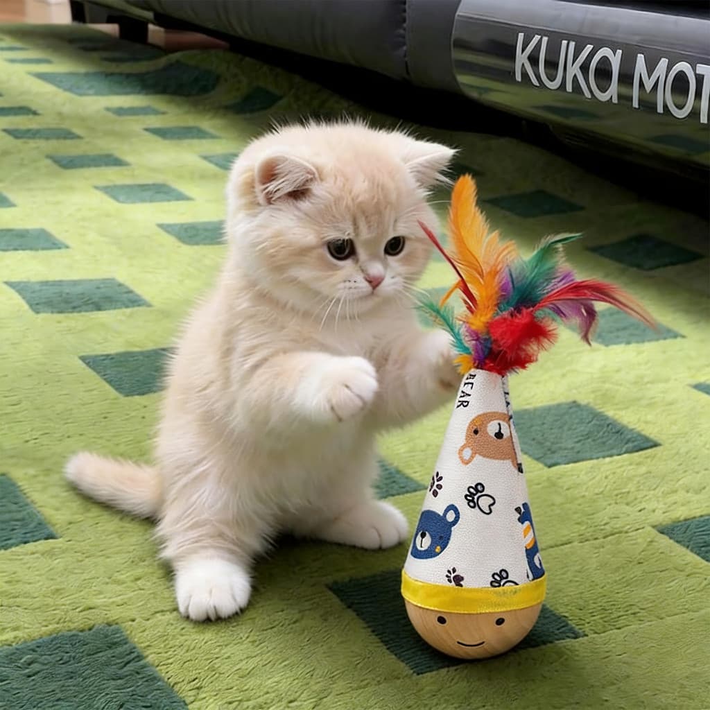 Gato engraçado vara auto-feliz alívio do tédio ferramenta útil pena resistente a riscos resistente à mordida em