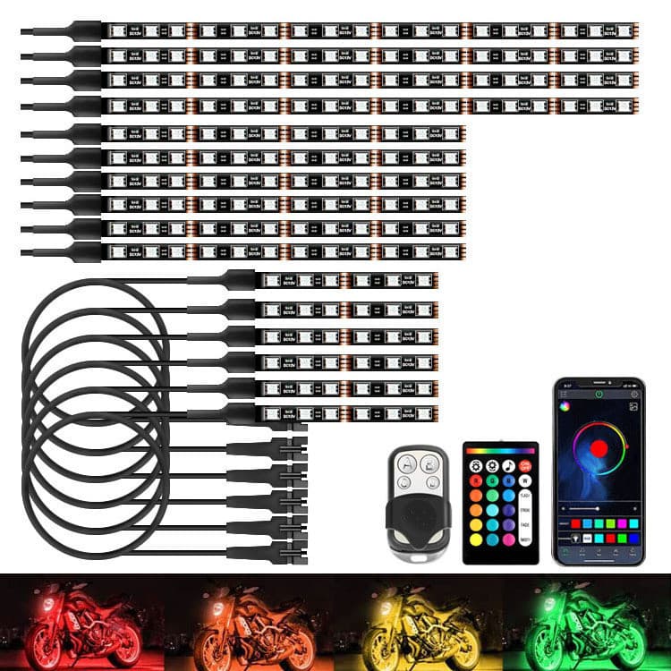 Novo estilo de um a sexto Harley motocicleta luz ambiente LED Off-Road modificado chassi luz RGB sinfonia barra de luz c
