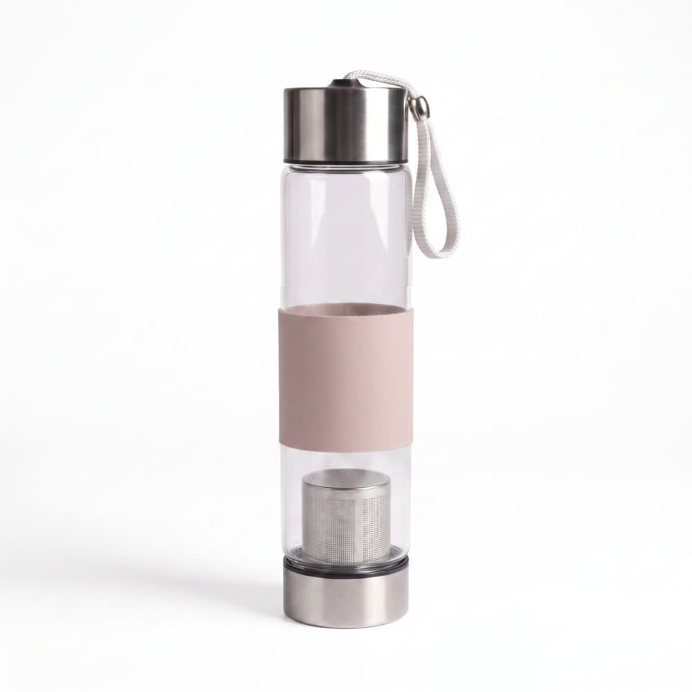 Garrafa de Vidro com Infusor de Chá 450ml Bege